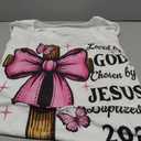 Loved By God Chosen By Jesus Baptized 2025 Coquette Cross T-Shirt (XL, White)