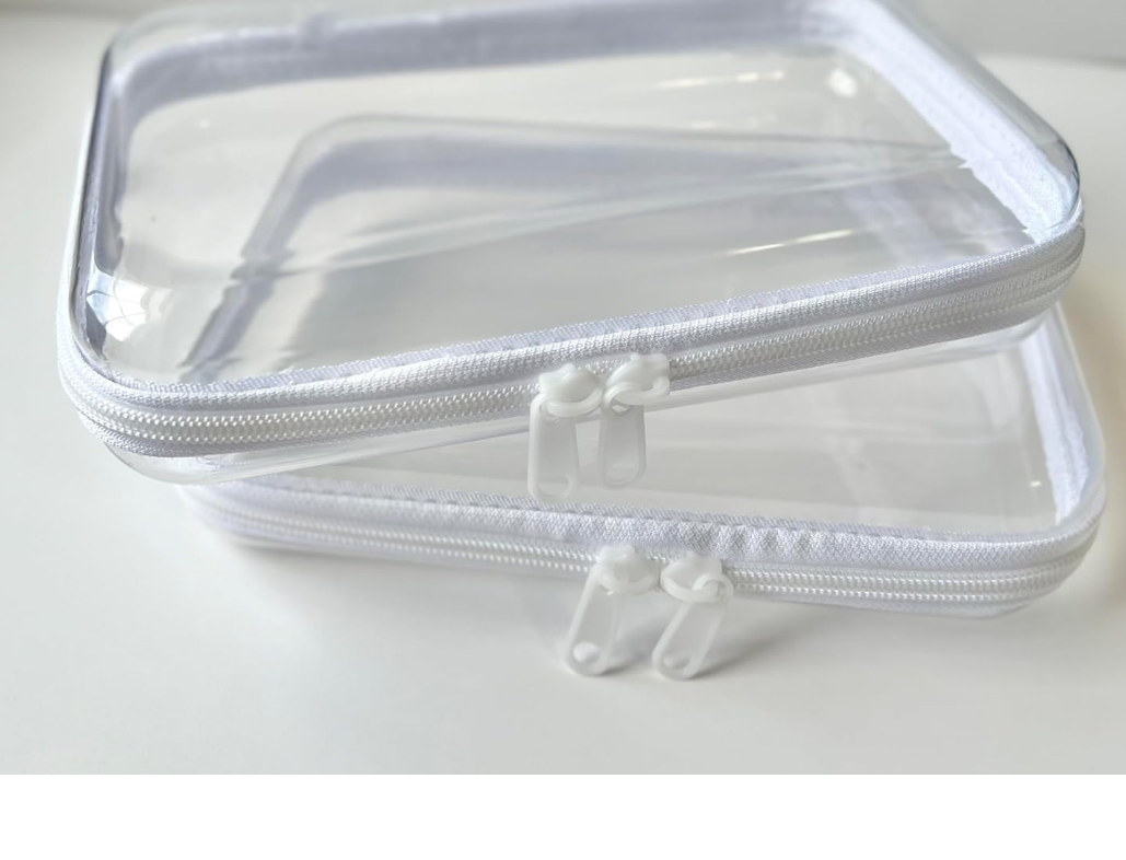 Clear/Transparent Hard PVC Organizing Case with Double Zipper, Declutter and Tidy Lifestyle Bin(2PCS) 8 x 9.5 "