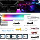 Acrylic Interior Car LED Strip Light with Wireless APP, Dreamcolor RGB 10 in 1 with 175 inches 600 LEDs Fiber Optic Car Ambient Lighting Kits, Dual Zone Sound Active Function LED Strip for Car