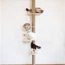 Floor-to-Ceiling Cat Tree with Natural Sisal Rope Scratching Post - Adjustable Height (55-119 Inches) - Modern Cat Activity Tree, Cat Scratcher Post