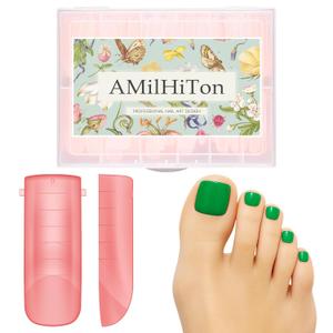 2 x Toe Nail Tips Auxiliary Line, Square Full Cover for Wide Long Nail Beds, Matte Pre-shaped Press on Toenails, Center line, French line for Women Extensions Home DIY, 180PCS 15Sizes