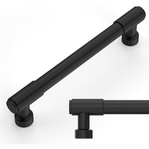 Amerdeco 10 Pack Matte Black Cabinet Pulls 5 Inch(128mm) Hole Center Drawer Pulls Cabinet Hardware Kitchen Cabinet Handles for Bathroom ZH0075