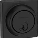 Kwikset 817 Deadbolt Lock, Matte Black Square Exterior Keyed Front Entry Door, Pick Resistant SmartKey Rekey Security, Single Cylinder Dead Bolt, with Microban Protection (Contemporary)