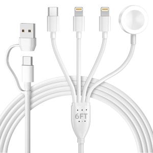 4 in 2 Apple Watch Charger, USB C Apple Charger Cable for iPhone 17, Magnetic Charging Cord for iWatch Series SE/8/7/6/5/4/3/2 - Wireless Travel i-Watch Charger AirPods&iPad-6FT