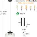 Black 3-Light Pendant Light with 12in Glass Shade, Farmhouse Pendant Lights Kitchen Island, Adjustable Hight & Angle Bathroom Pendant Ceiling Hanging Light Fixtures for Home Bedroom Hallway, 3*E12