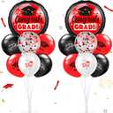 Kasyat 2 Set Red and Black 2026 Graduation Table Centerpiece Balloon Stand Kit Congrats Grad Foil Balloons for Graduation Party Supplies Decorations