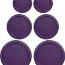Replacement Lids for Pyrex Containers Round Glass Food Plastic (2) 2-Cup (2) 4-Cup (2) 7-Cup (Purple)
