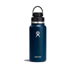 Hydro Flask Water Bottle - Insulated Stainless Steel - Wide Mouth Chug Lid, Non Spill, Leakproof in 32 Oz, Indigo Blue