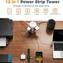 TESSAN Tower Surge Protector Power Strip 10 ft, Long Flat Extension Cord with Multiple Outlets, 8 AC Outlets with 4 USB Ports (1 USB C), Charging Station with Surge Protection, for Home Office Dorm