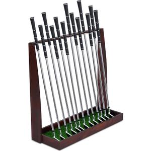 Lenwen Wooden Golf Putter Stand Golf Club Holder Stand Wooden Display Rack Floor Display Rack Club Organizer for Storage Sports Indoor Home Office Simulator Garage (Holds 13 Clubs, Brown)