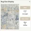 Soalmost 6x9 Abstract Area Rugs for Living Room 6 x 9 Washable Non Slip Low Pile Gray Rugs for Bedroom Dining Room Foldable Thin Blue Yellow