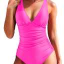 Women One Piece Swimsuits Tummy Control V Neck Slimming Bathing Suit Sexy Criss Cross Back
,M