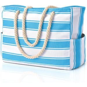 Becokan Beach Bags for Women Large Waterproof Beach Tote Bag Zipper Beach Bags Waterproof Sandproof Swim Pool Bag Large Tote