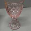 Lallisa 12 Pcs Pink Glass Set Vintage Glassware Pink Goblets 8 oz Embossed Drinking Glass with Stem High Clear Stemmed Cups Goblet for Wedding Party Banquet Feast Bar, Daily Use