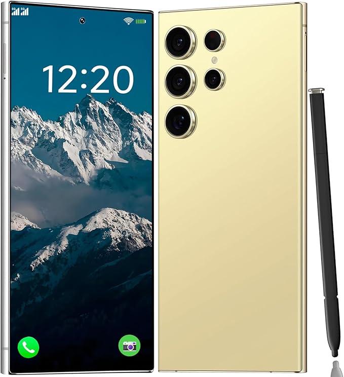 I24 Ultra Unlocked Phone,Built in Pen The Phone,Smartphone Battery 6800mAh 6.8" HD Screen,8+256GB with 128GB Memory Card Cell Phone,5G/Face ID/Fingerprint Lock/GPS (Golden)