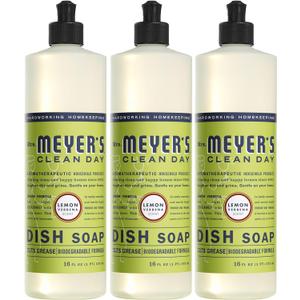 MRS. MEYER'S CLEAN DAY Liquid Dish Soap, Biodegradable Formula, Lemon Verbena, 16 fl. oz - Pack of 3