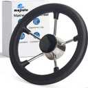 11.6" Boat Steering Wheel with PU Foam,Made of Stainless SteelPontoonBassUniversal Fit.