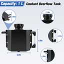 Coolant Overflow Tank, Aluminum Coolant Reservoir Tank, 1L Black Radiator Reservoir Expansion Tank for Universal Cars