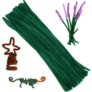 100 Pieces Pipe Cleaners Chenille Stem, Green Pipe Cleaners Set for DIY Arts Crafts Decorations (Green)