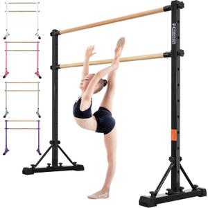 FC FUNCHEER Adjustable Ballet Barre, Portable Dance bar, Fitness Equipment for Dance & Balance Exercise, Super Sturdy for Balance Workout, Weight Limit 250 LBS (4FT, Black wood)