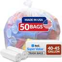 Reli. 40 to 45 Gallon Trash Bags Heavy Duty | 50 Trash Bags | Super Sizeable, Clear, Garbage for Serious Cleanup