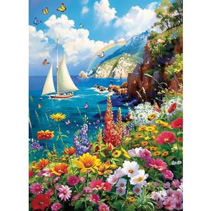 300 Pieces Puzzles for AdultsColorful Garden By The Ocean Puzzle for Adults Children ElderlyRecycled Paper Puzzle 300 PiecesGlossy, Sturdy Pieces Challenging Family Game Great Gift Idea (20.5x15in)