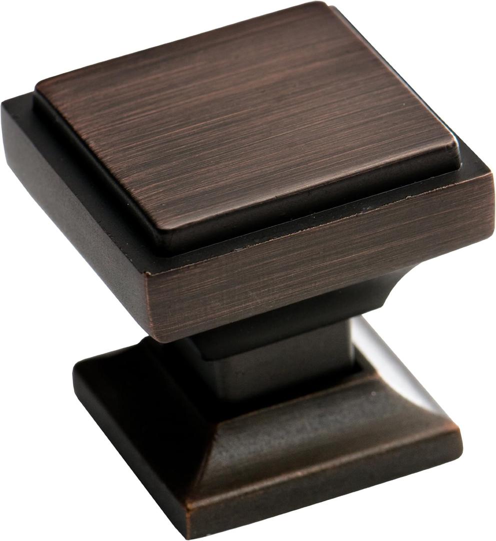Southern Hills Oil Rubbed Bronze Cabinet Knobs - Pack of 5 - Square Kitchen Drawer Pulls - Venetian Bronze Cabinet Hardware - Dresser Knobs - Drawer Knobs - Cupboard Handles - SHKM002-ORB-5