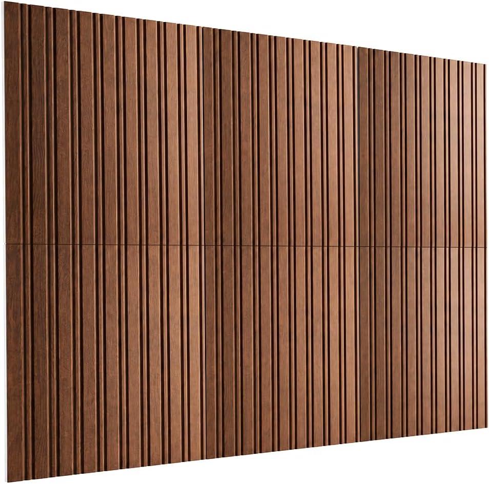ARPEOTCY 6 Pack Square Felt Acoustic Panels for Walls, Brown Sound Absorbing Panels, Decorative Wall Panels for Office Bedroom, Noise Reducing, Wide Narrow Stripes Pattern Design, 23.6x23.6in