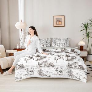Manfei Western 7pcs Comforter Set Twin Size,Cowboy Horse Cow Animal Bedding Set for All Season,Vintage Southwestern Style Bed in A Bag with Comforter,Sheets and Pillowcases,Kids Boys Girls Room Decor (Color 08)