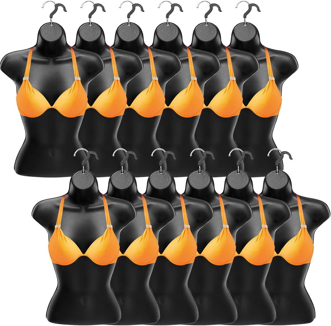 Dress Form Female Mannequin Torso Hollow Back Hanging Mannequin Body Manikin with Hook Half Body Shirt Clothing Display Plastic(12 Pcs,22.8 x 15.7 Inch)