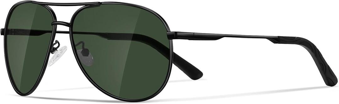 Sunglasses Men Polarized Aviator Sunglasses for Men Women Fishing Driving Sun Glasses Metal Frame UV400 Protection (Black)