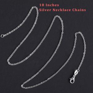 SANNIX 50 Pack Silver Plated Necklace Chains Bulk, Cable Chain Pack for Jewelry Making (18 Inch, Silver )