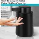 Automatic Soap Dispenser Foaming Touchless: 9oz Plastic Black Modern Rechargeable Electric Auto Foam Soap Dispenser - Bathroom Kitchen Hand Dish Lotion