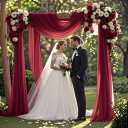 Wedding Arch Draping Fabric, 6.7 Yards Burgundy Sheer Curtains Wedding Decorations for Ceremony, Burgundy Chiffon Draping Fabric 29" x 20ft Backdrop