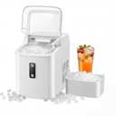 KMFurnila Nugget Ice Maker Countertop, Portable Ice Makers Machine with Removable Basket and Scoop, Self-Cleaning, Quiet, 6-Min Ready, 24lbs in 24Hrs, Visible, for Home, Party, RV, Camping, White