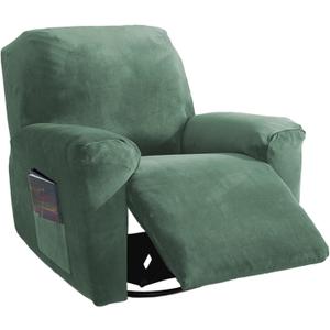 NORTHERN BROTHERS Stretchy Recliner Chair Covers, Velvet Recliner Covers, Lazy Boy Chair Cover (Light Green, 1 Seat)