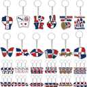 Kigeli 36 Pcs Dominican Republic Acrylic Keychains Dominican Flag Souvenirs Keepsake Gift Bulk National Day Party Favors Decorations for Friends Men Women Bag Charm National Day Supplies Travel Gift