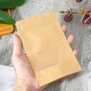 400 Pcs Paper Stand Up Resealable Bags with Window, 4x6 Inch Heat Sealable Zipper Sealing Food Storage Pouches for Packaging Business, Home, Coffee, Brown