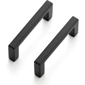 Ravinte 25 Pack Matte Black Cabinet Pulls, 2-1/2 Inch (64mm) Hole Center Slim Kitchen Handles, Square Drawer Pulls for Cabinets & Cupboards, Hardware