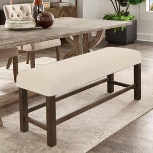 Rectangle Bench Covers, Removable Dining Chair Cover, Soft Fit Universal Stretch Bench Chair Slipcovers, Anti-Dust Washable Jacquard Seat Protector for Bedroom, Living Room, Kitchen (Checked Beige) (Pack of 1) Rectangle Bench Covers, Removable Dining Chair Cover, Soft Fit Universal Stretch Bench Chair Slipcovers, Anti-Dust Washable Jacquard Seat Protector for Bedroom, Living Room, Kitchen (Checked Beige) (Pack of 1)