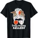 Busy Raising Ballers Baseball Basketball Mom Of Ballers T-Shirt Large