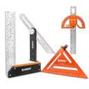 4Pcs Woodworking Tools -7''Aluminum Rafter Square,12''Adjustable Protractor Angle Finder,10'Woodworking Square Ruler and T-Bevel Gauge-1/16 Precision