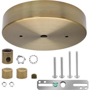Biaungdo 5 Inch Ceiling Lighting Canopy Kit, Gold Pendant Light Canopy Kit Metal Chandelier Ceiling Light Plate Cover with All Mounting Hardware for Chandelier Pendant Lighting Fixtures