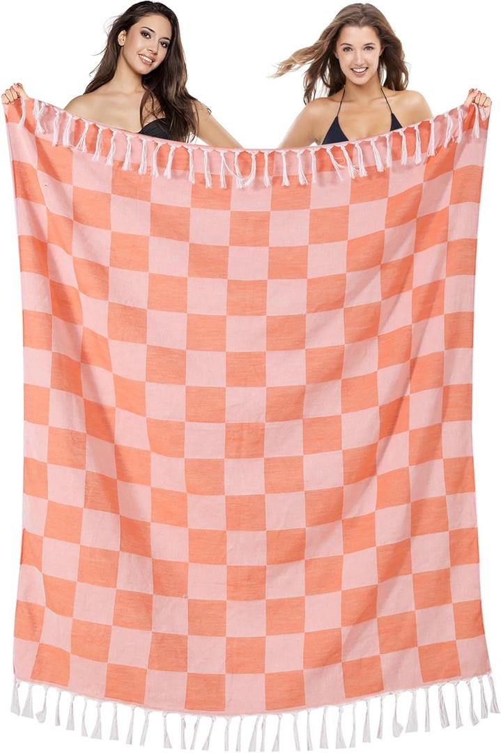 Large Throw Blanket Yoga Blanket Turkish Coral Beach Towel Women Birthday Ideas Mother Day Grandma Wife Sister Grandmother Girlfriend Her Boss Female Teacher Appreciation Thank You Retirement (L50"x69")