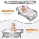 Collapsible Baby Bath Tub for Newborn to Toddler with Floating Cushion for Bath Support, Portable Baby Bath Tub with Real-Time Temperature Monitor, Baby Bath Essentials, Gray
