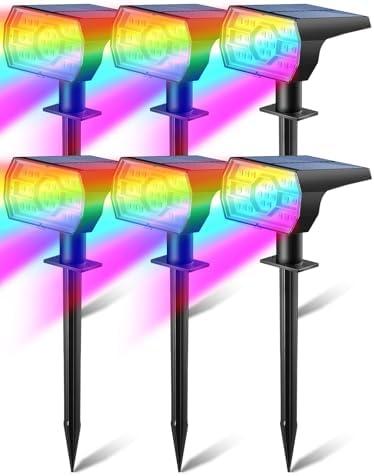 Solar Multicolor Lights Outdoor, 6 Lighting Modes Solar Light Outdoor Waterproof IP68, Color Changing RGB Powered Christmas Lights Outdoor for Garden Yard Patio Landscape Christmas Decorations