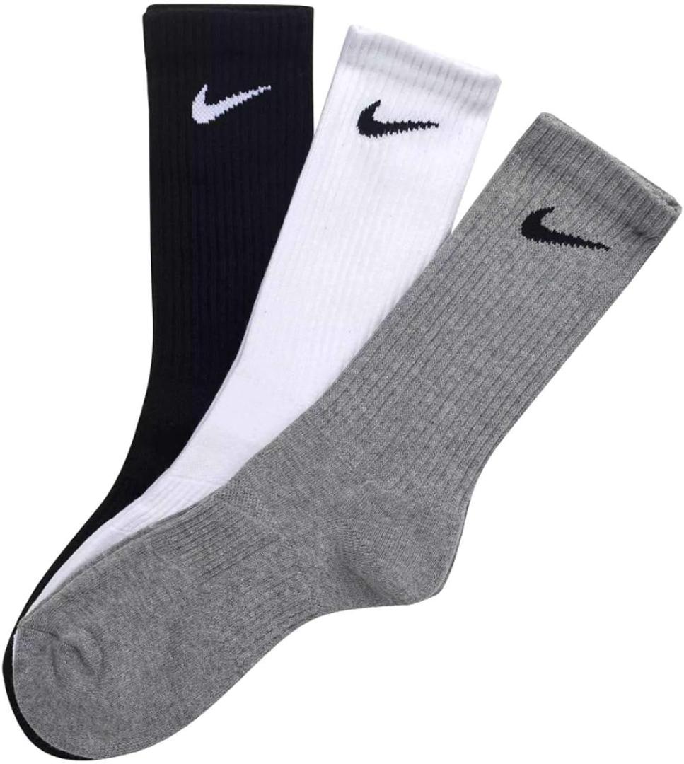 Nike Women's Performance Cushion Crew Training Socks (3 Pairs) (Large, White/Black/Grey)
