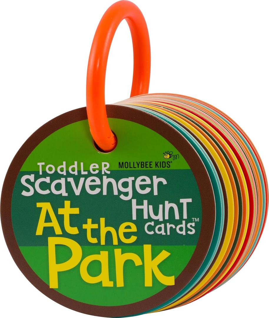 MOLLYBEE KIDS Toddler Outdoor Scavenger Hunt Cards at The Park, Toddler Games, Gifts for Ages 2, 3 (3.5" x 3.5")