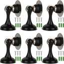 SHUESS 4 Pack Black Magnetic Door Stopper Heavy Duty Magnetic Door Holder, Stainless Steel Magnetic Door Stop with Adhesive Tape, Screws for Stronger Wall & Floor Mount, Keep Door Open