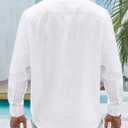J.VER Men's Linen Shirts Casual Button Down Long Sleeve Shirt Solid Spread Collar Summer Beach Shirts with Pocket (White, 4XL)
